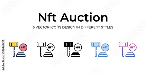 nft auction icons set vector illustration. vector stock,