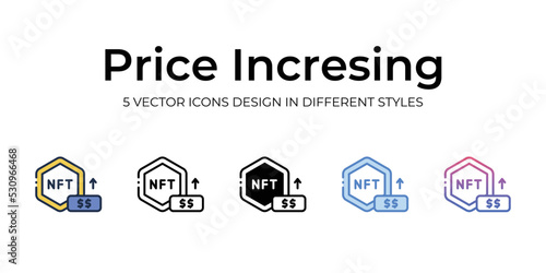 nft price incresing icons set vector illustration. vector stock,