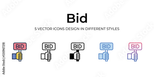 nft bid icons set vector illustration. vector stock,