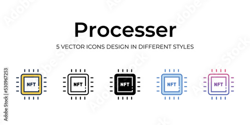 nft processor icons set vector illustration. vector stock,