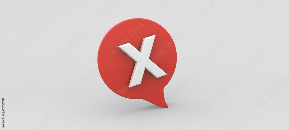 Obraz premium no reply cancel, wrong concept icon 3d render