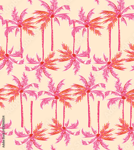 hand draw tropical palm tree seamless pattern vector 