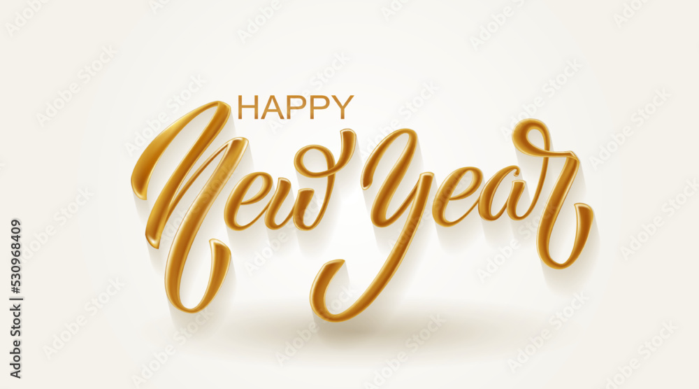 Happy New Year hand lettering calligraphy. Vector holiday illustration element. Typographic element for banner, poster, congratulations Happy New Year hand lettering calligraphy. Vector holiday illustration element. Typographic element for banner, poster, congratulations