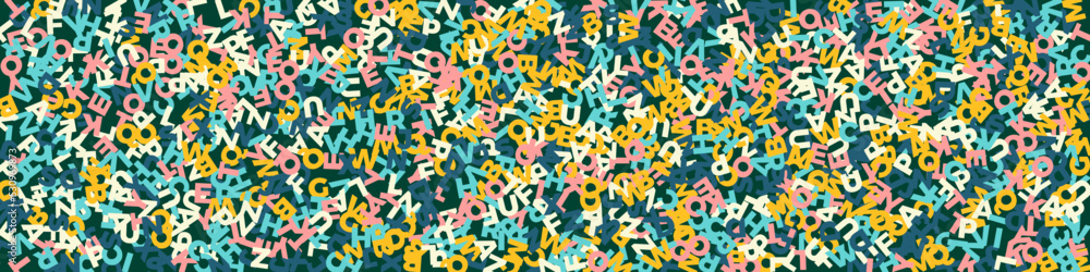 Falling letters of English language. Pastel flying words of Latin alphabet. Foreign languages study concept. Outstanding back to school banner on blackboard background. Falling letters of English language. Pastel flying words of Latin alphabet. Foreign languages study concept. Outstanding back to school banner on blackboard background.
