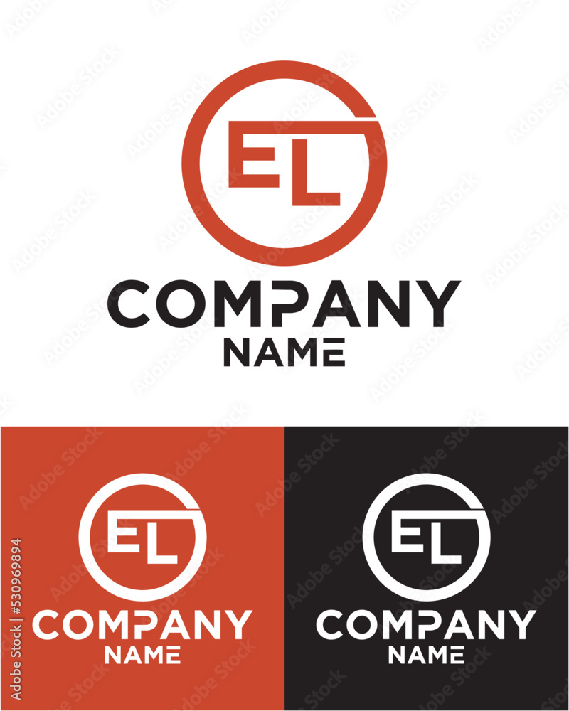 Initial letter e l logo vector design template