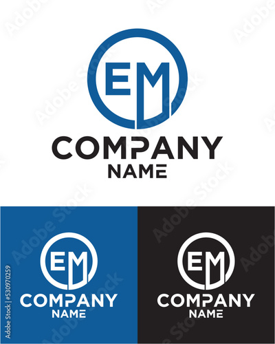 Initial letter e m logo vector design template