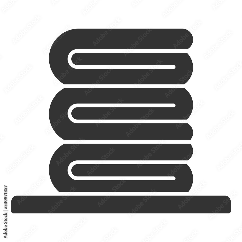 Towels are stacked - icon, illustration on white background, glyph style Towels are stacked - icon, illustration on white background, glyph style