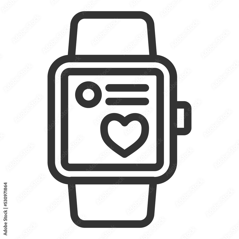 Smart watch for sports - icon, illustration on white background, outline style Smart watch for sports - icon, illustration on white background, outline style