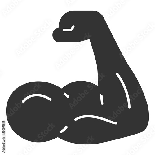 Demonstration of arm muscles - icon, illustration on white background, glyph style