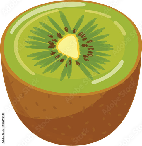 Half kiwi icon cartoon vector. Fresh nutrition. Vegetarian eat