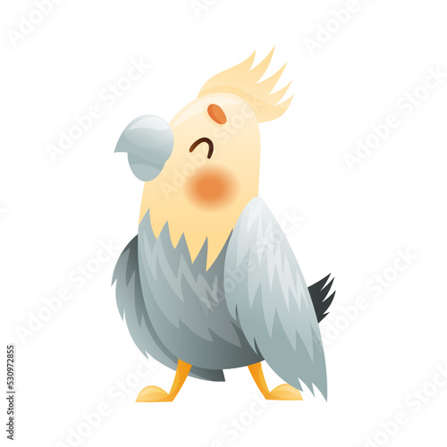 Cute Cockatoo Parrot as Australian Bird and Endemic Fauna Vector Illustration