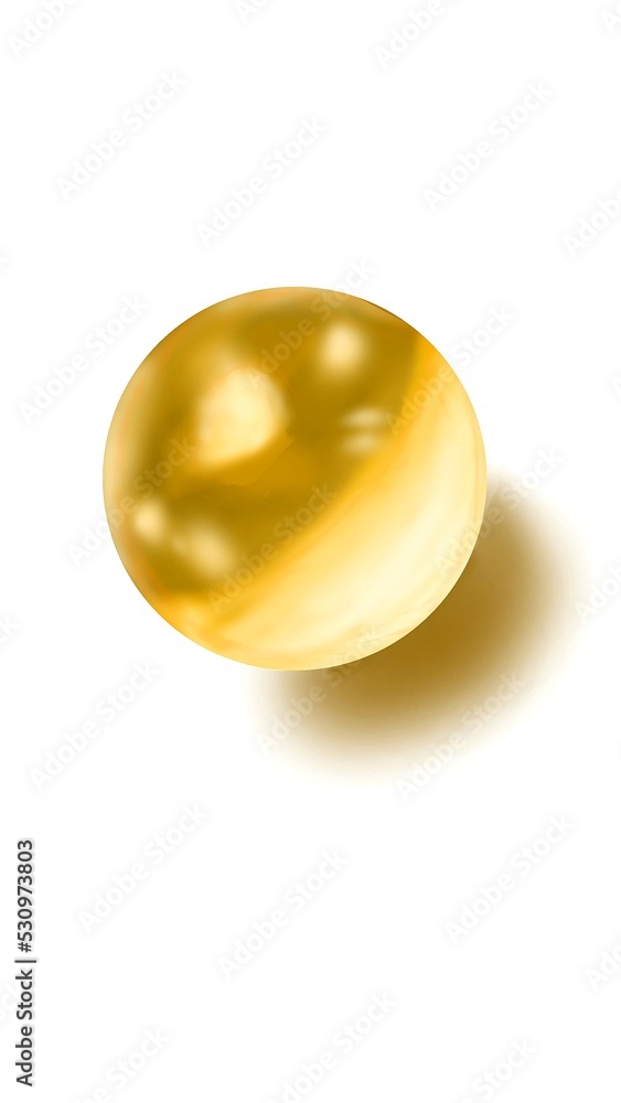 Golden glowing sphere illustration on a white background.