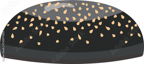 Black bun icon cartoon vector. Cheese burger. Meat beef