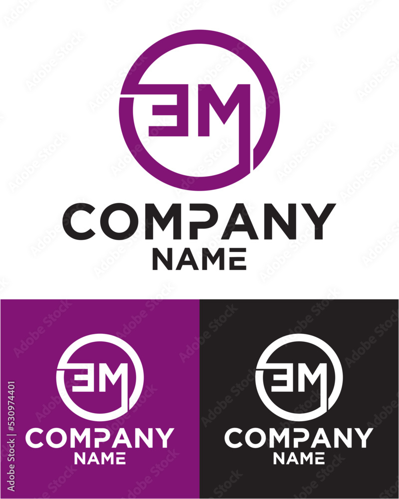 Initial letter e m logo vector design template Initial letter e m logo vector design template
