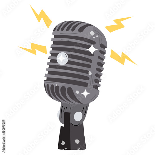 An icon of mic flat sticker design 