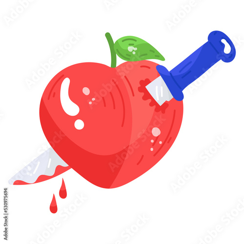 A heart stab flat sticker icon