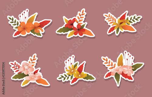 Fall Floral Summer Spring Flower Sticker Set © jongjawi