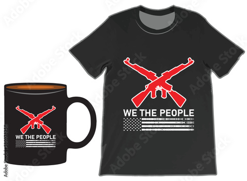 We the people USA Flag T-Shirt And Mug Design Vector, Patriotic t shirts, Vintage USA Flag 1776, US Flag T-shirts. photo