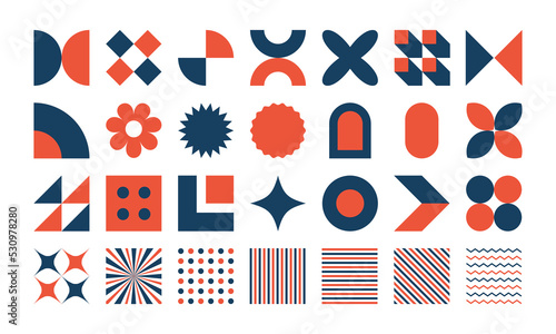 Geometric retro design element vector set