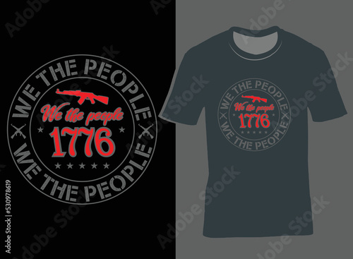 We the people USA Flag T-Shirt And Mug Design Vector, Patriotic t shirts, Vintage USA Flag 1776, US Flag T-shirts. photo