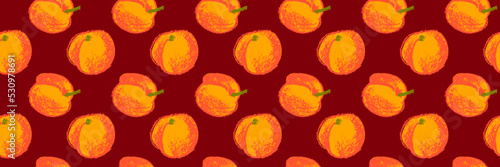 Apricot seamless pattern. Vector nectarine wallpaper. Sketch art peach background for organic baby food label, yogurt packaging design, vegan banner, fruity ornament. Peach backdrop for jam package.