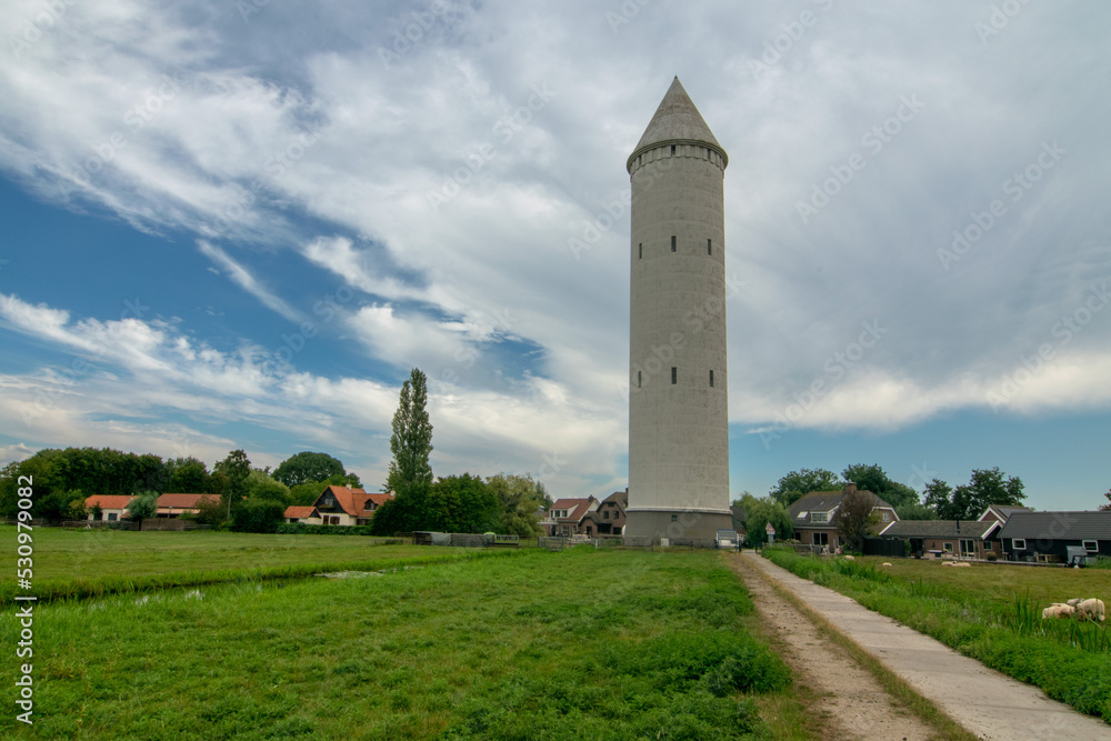iconic water tower nicknamed Pietje Pencil in the village of Meije near the Nieuwkoopse Plassen