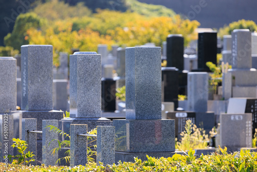 日本の墓地の墓石 photo