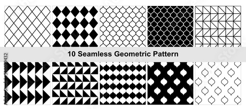 10 Geometric pattern in black white.