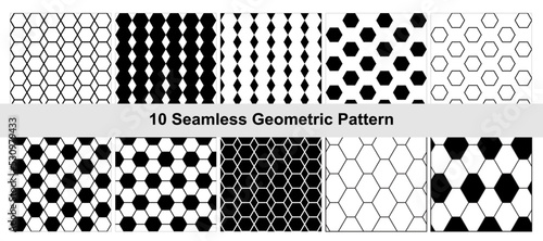 10 Geometric pattern in black white.