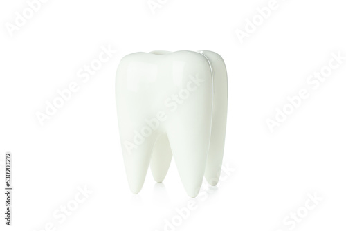 Concept of dental care, decorative tooth isolated on white background