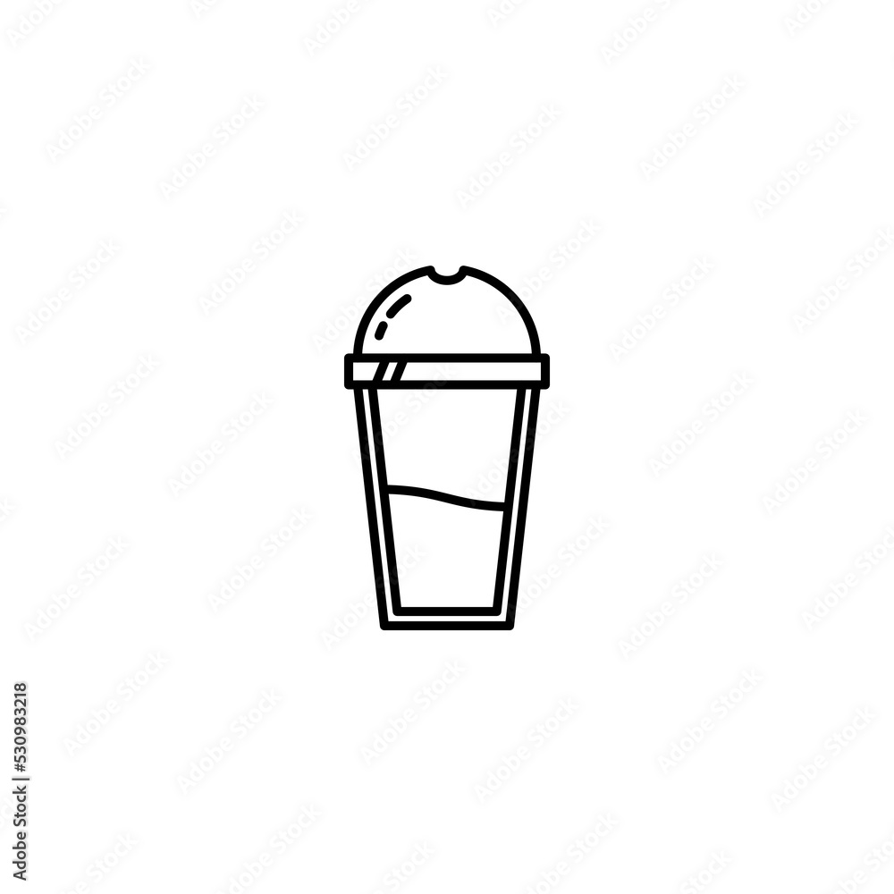 plastic ice glass icon with half filled with water on white background. simple, line, silhouette and clean style. black and white. suitable for symbol, sign, icon or logo plastic ice glass icon with half filled with water on white background. simple, line, silhouette and clean style. black and white. suitable for symbol, sign, icon or logo