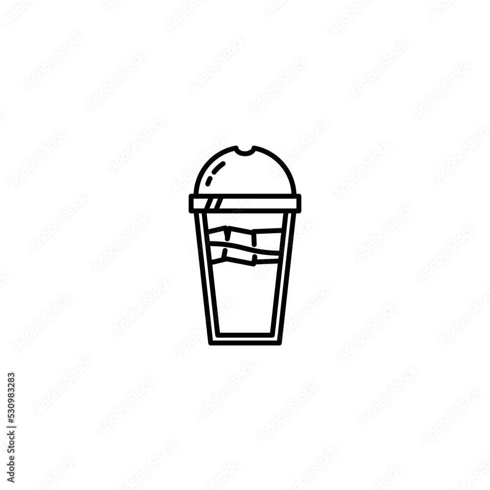 plastic ice glass icon with ice cube on white background. simple, line, silhouette and clean style. black and white. suitable for symbol, sign, icon or logo plastic ice glass icon with ice cube on white background. simple, line, silhouette and clean style. black and white. suitable for symbol, sign, icon or logo