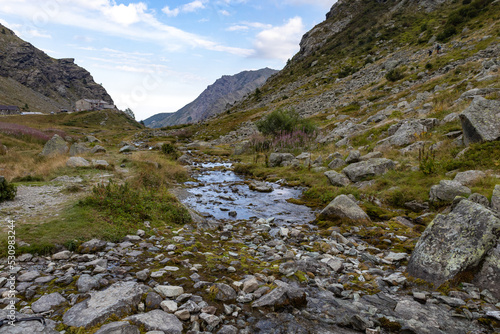 Source of Po river at Pian del Re in province of Cuneo. Cottian Alps, Monviso park, Piedmont, Italy