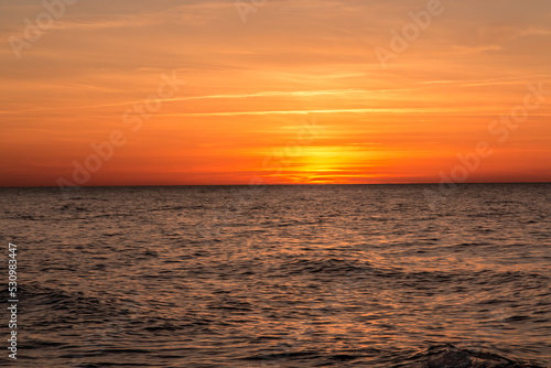 Sunset on the beach on the Baltic Sea in Jastrzebia Gora in Poland © rparys
