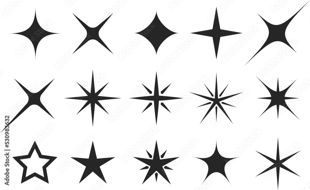 Glowing light stars, glittering effect Glowing light stars, glittering effect