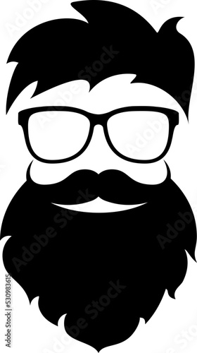 Cool hipster face with beard and glasses vector cartoon
