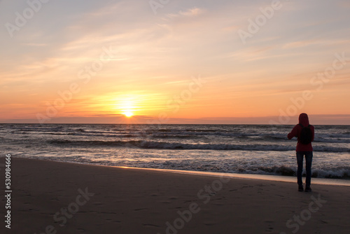 Spring walks along the empty Baltic Sea beach