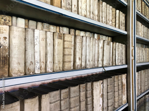 Photography Medieval Books in an ancient European library