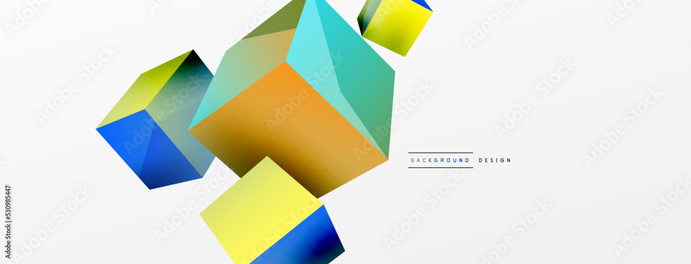 3d vector abstract background. Flying cubes composition. Trendy techno business template for wallpaper, banner, background or landing 3d vector abstract background. Flying cubes composition. Trendy techno business template for wallpaper, banner, background or landing