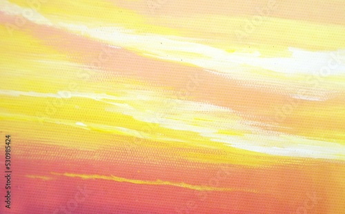 Orange and yellow art paint background. Hand paint texture, brush stroke background. Oil painted on canvas. Watercolor texture pastel gradient colors. Copy space for design.