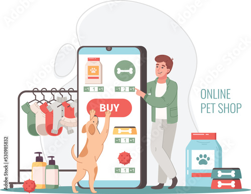 Online Pet Shop Cartoon Illustration