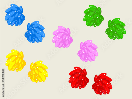 Set of multicolored pom-poms vector.