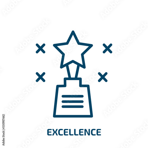 excellence icon from zodiac collection. Thin linear excellence, business, quality outline icon isolated on white background. Line vector excellence sign, symbol for web and mobile