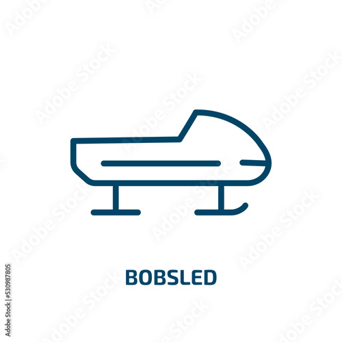 bobsled icon from winter collection. Thin linear bobsled, game, competition outline icon isolated on white background. Line vector bobsled sign, symbol for web and mobile