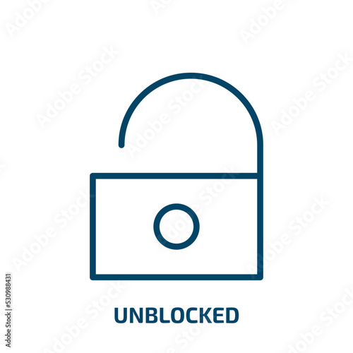 unblocked icon from user interface collection. Thin linear unblocked, unblock, solution outline icon isolated on white background. Line vector unblocked sign, symbol for web and mobile