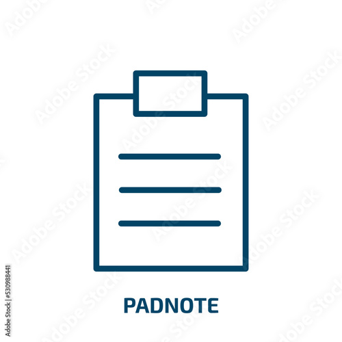 padnote icon from user interface collection. Thin linear padnote, button, cancel outline icon isolated on white background. Line vector padnote sign, symbol for web and mobile photo