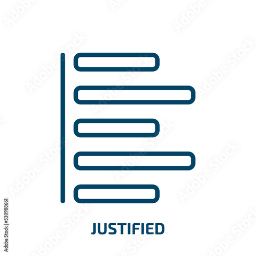 justified icon from user interface collection. Thin linear justified, text, app outline icon isolated on white background. Line vector justified sign, symbol for web and mobile