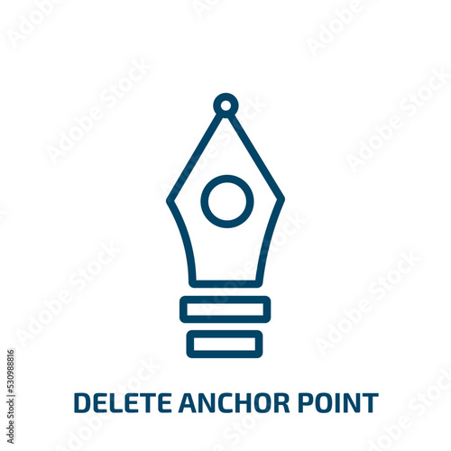 delete anchor point icon from user interface collection. Thin linear delete anchor point, logotype, pen outline icon isolated on white background. Line vector delete anchor point sign, symbol for web