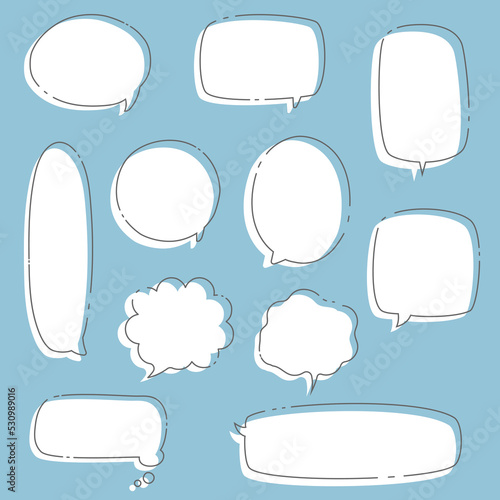collection set of blank speech bubble balloon, think, speak, talk, text box, banner, flat, design, vector illustration