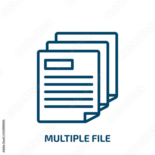 multiple file icon from user interface collection. Thin linear multiple file, document, office outline icon isolated on white background. Line vector multiple file sign, symbol for web and mobile